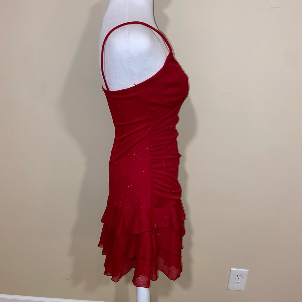 City Triangles Red Ruffle Mini Dress - Picture 6 of 7